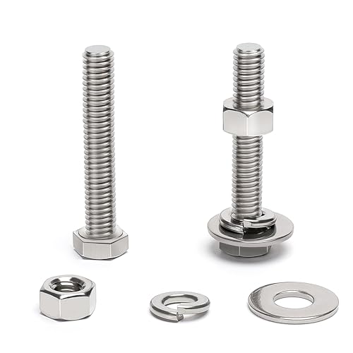 (13 Sets) 5/16-18 x 2" Hex Head Screw Bolt, Nuts, Flat Washer & Spring Lock Washers, 18-8 (304) Stainless Steel, Fully Threaded, by Skvltvfyt - size: 5/16-18x2" (13 Sets)