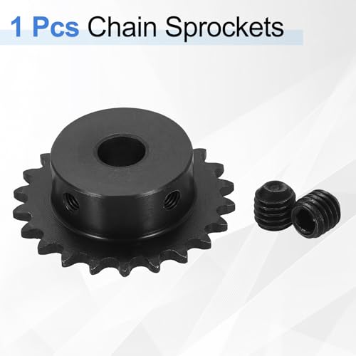 uxcell #25 Chain Roller Sprocket 10mm Bore 47.5mm OD, 22 Tooth C45 Carbon Steel ANSI #25 Roller Sprocket Round Hole with Set Screws for ISO 04C Chain, Black - size: 10mm Bore 47.5mm OD, 22 Tooth