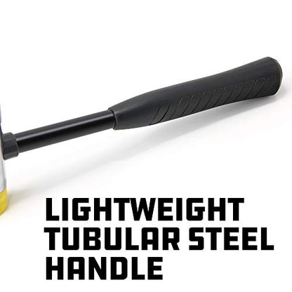 Powerbuilt 16 Ounce Soft Face Hammer, Non-Marring Rubber, Lightweight Tubular Steel Handle with Comfortable Non-Slip Grip, Yellow Black 648335 - size: 16 oz., style: Soft Face Mallet