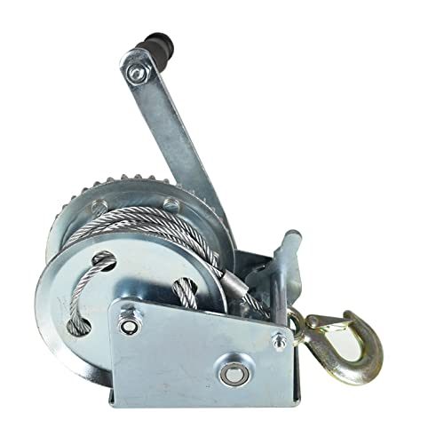 Hand Crank Winch 1600 lbs with Brake Come-Along Heavy Duty Steel Cable for Boat, Trailer, ATV