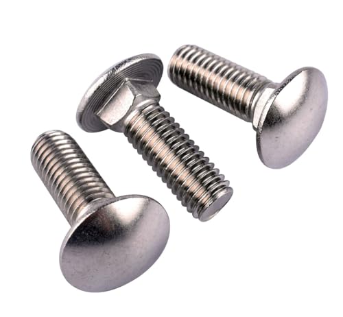 3/8-16 x 2-1/2" Carriage Bolts Screws, Round Head Square Neck, 304 Stainless Steel 18-8, UNC Coarse Fully Thread, Quantity 6Pcs - size: 3/8-16 x 2-1/2" (6 Pcs)