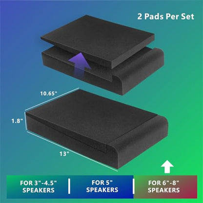 JBER 2 Pack Isolation Pads, Studio Monitor Speaker Isolation Foam Pads - size: LARGE for 6"-8" MONITOR