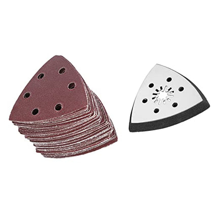 Sanding Paper, 61Pcs 90mm Multi Function Sanding Pad Triangular Sandpaper Quick Release Blade Replacement, Case, Scraper Detail Sander Paper