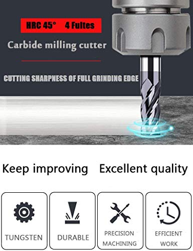 58 Carbide Square End Mill, HRC 45 Deg Single End 4 Flute AlTiN ating Mill Bits (58),Silver - size: 5/8 in