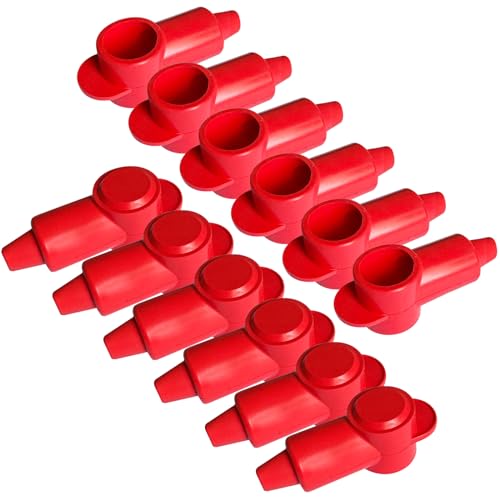 Ampper Silicone 3/8" Stud Terminal Covers Boot Fit 6-2 Gauge, Red 12 Pc - color: Red, size: 3/8" Stud M