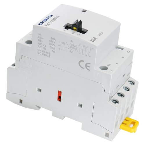 BAOMAIN 110V 4-Pole 20A Manual/Auto AC Contactor,3NO1NC,DIN Rail Mount