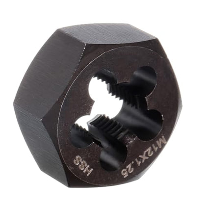 HARFINGTON Hex Threading Die M12 x 1.25 Metric Thread Right Hand High Speed Steel Rethreading Fixed Die Screw Cutting Tapping Repair Tool - size: M12 x 1.25