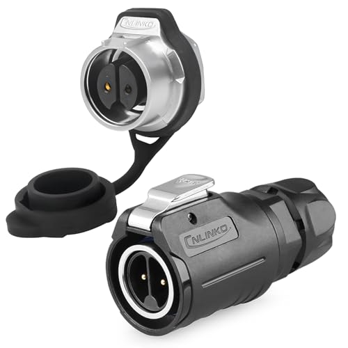 CNLINKO LP-16 2 Pin Circular Aviation Connector Kit Male Plug and Female Socket M16 IP68 Waterproof, PBT Plastic Shell Quick Plug (2 Pin Single Set) - size: 2-Pin, style: Single-Hole Socket Set