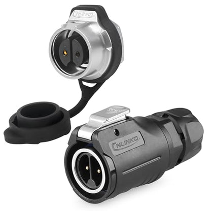 CNLINKO LP-16 2 Pin Circular Aviation Connector Kit Male Plug and Female Socket M16 IP68 Waterproof, PBT Plastic Shell Quick Plug (2 Pin Single Set) - size: 2-Pin, style: Single-Hole Socket Set