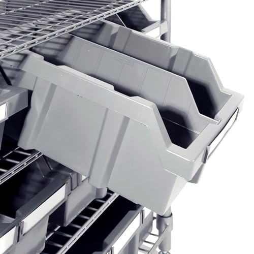 7-Tier NSF 16-Bin Steel Wire Shelving Rack, 36"W x 14"D x 56"H, Gray - color: Gray, size: Includes 16 Bins