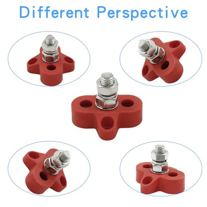 2Pcs Single Stud Battery Junction Post, 5/16 Inch, Red and Black - size: M8