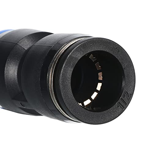 PATIKIL 1/2" to 12mm Reducing Push to Connect Air Line Fitting, 5 Pack Straight Union Reducer Pneumatic Quick Connect Fittings, Black & Blue