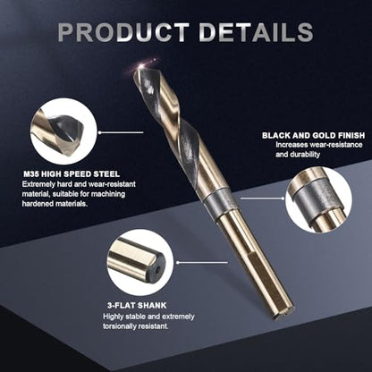 uxcell 5/8" Drill Bit 1/2" Reduced Shank 3-Flat M35 5% Cobalt HSS - size: 5/8" with 1/2" Shank
