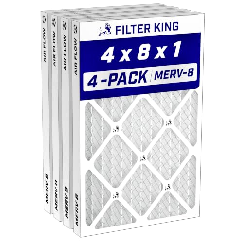 Filter King 4x8x1 Air Filter MERV 8, AC Furnace Filters (4-Pack) - size: 4x8x1