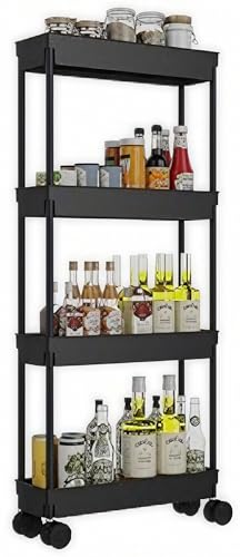 Sooyee 4 Tier Slim Storage Cart, Black - color: Black, size: Slim 4 Tier