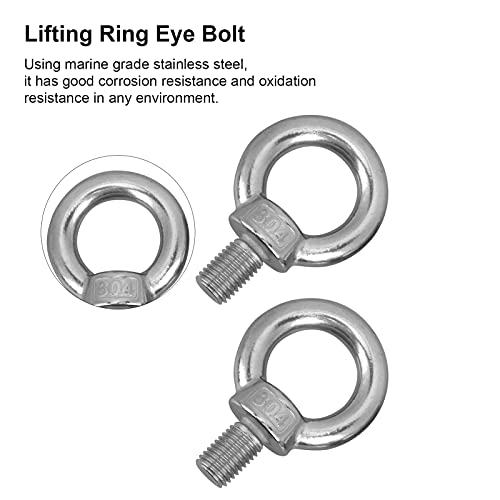 M20 Stainless Steel Eye Bolt, 2Pcs Heavy Duty Lifting Ring Screws, Marine Grade 316 Shoulder Eye Bolts with Nuts, for Lifting Rigging Marine Hardware Pulley Bracket