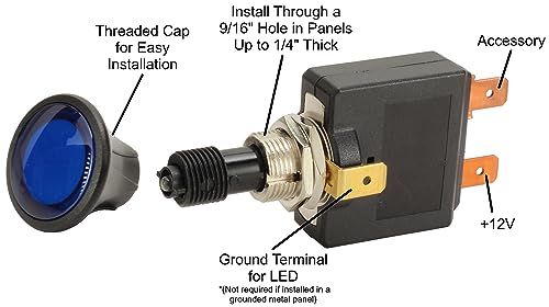Fastronix 50A Push/Pull Switch with Blue LED Indicator - color: Blue
