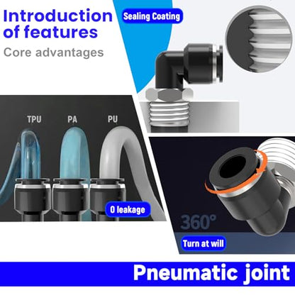 12-PACK 1/2" Tube OD x 1/8" NPT Thread Male Elbow Push to Connect Fittings,PL-1/2-N1 Pneumatic Quick Connect Air Line Hose Fittings - size: 1/2"OD x 1/8"NPT