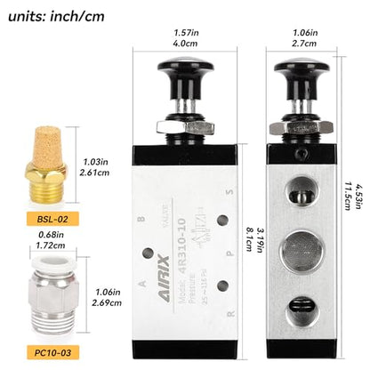 3/8" NPT Manual Control Valve 4R310-10, 5-Port 2-Position Hand Valve - size: 3/8'' NPT, style: 5 Way 2 Position