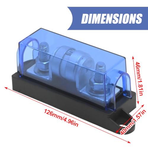 300 Amp Class T Fuse Holder, 250V DC Fuse Block, Designed for Inverters and High-Power Applications in Automotive, Marine, and RV Settings - size: 250V 300A