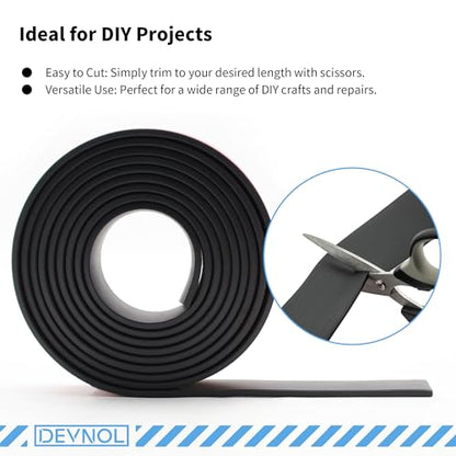 DEVNOL Self-Adhesive Neoprene Rubber Strips 1/16" Thick x 1” Wide x 12' Long, Sealing, Cushioning, Weather Stripping, Gaskets, and DIY Projects, Weatherproof - color: red adhesive backing, size: 1/16" x 1" x 12'