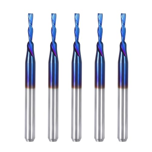 HQMaster Downcut Bit 1/8" Shank Down Cut Spiral CNC Router Bits End Mill Tungsten Carbide Milling Cutter Set 5 Pack (1/16" Cutting Diameter) - size: 1/16"