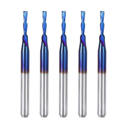 HQMaster Downcut Bit 1/8" Shank Down Cut Spiral CNC Router Bits End Mill Tungsten Carbide Milling Cutter Set 5 Pack (1/16" Cutting Diameter) - size: 1/16"