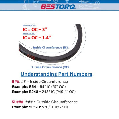 BESTORQ B21 or 5L240 V-Belt, Classic Wrapped Rubber X3 V-Belt, Black, 24" Outside Circumference x .66" Width x .43" Height, Pack of 10 - size: Pack of 10, style: B21 or 5L240
