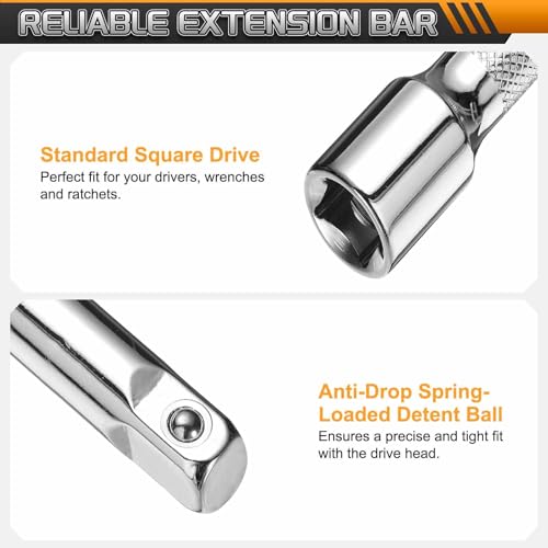 HARFINGTON 1pcs Socket Extension Bar 1/4" Drive 10" Long Extension Bars - size: 1/4" x 10"