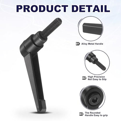 uxcell 4Pcs Adjustable Clamping Lever Handles, M8x25mm Zinc Alloy Male Thread Stud Knobs with Nuts Quick Release Bolt Rotating Screw Handles for Lathes Woodworking, Black - size: M8x25mm