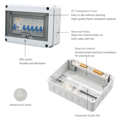 8 Way Miniature Circuit Breakers 220V 40A, IP66 for Indoor/Outdoor - style: 8 WAY-8.3*6.5*3.9 Inch