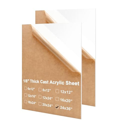 KINLINK 24x36 Plexiglass Sheets 1/8 inch Thick - 3mm White Cast Acrylic Sheet, Plastic Board Polycarbonate Sheet for DIY Project, Craft, Table Top, Acrylic Sign and Wedding Invitation 2 Pack - color: White, size: 24x36
