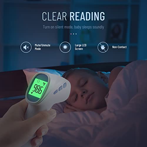 Forehead Thermometer for Adults and Kids, Non Contact, Fast Accurate Result - color: White