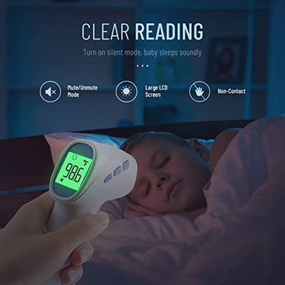 Forehead Thermometer for Adults and Kids, Non Contact, Fast Accurate Result - color: White