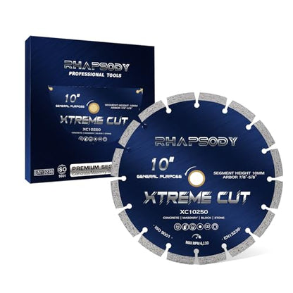 RHAPSODY 10 Inch Diamond Saw Blade, Segmented General Purpose Blade - color: Segmented Blade, size: 10Inch
