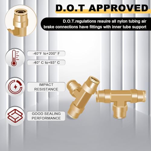 Siptenk 3/8" OD Tube Brass Push to Connect Fitting for Truck Trailer - color: 1 PC 3/8" OD Tee