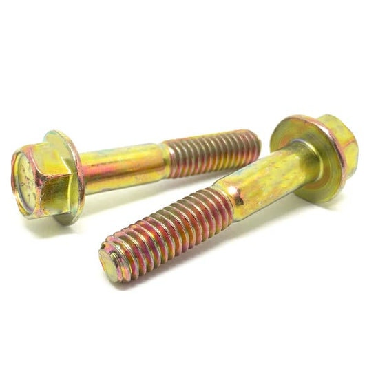(8 Pieces) 1/4-20x2-1/2 Grade 8 Hex Flange Bolts Screws UNC Coarse Partial Threads Zinc Yellow