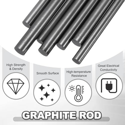 PATIKIL Graphite Rod 2 Pcs Graphite Stirring Rod 300x10mm Cylinder Stick - size: 300x10mm