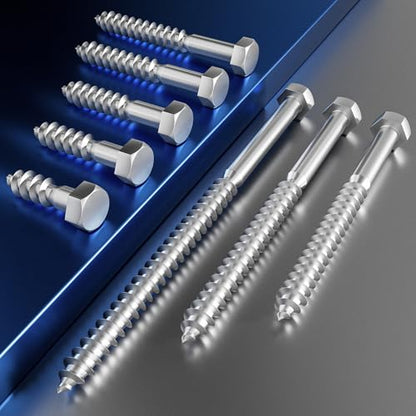 Wensilon Lag Screws Wood Screws (12PCS, 1/2"x4", Black) Hex Head Lag Bolts,(12x100) Heavy Duty Lag Screws,304 Stainless Steel Bolts 18-8 - color: Black, size: 1/2"x4"