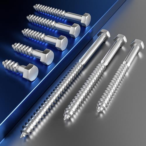 Wensilon Lag Screws Wood Screws,(55PCS, 1/4"x2", Black) Hex Head Lag Bolts,(6x50) Heavy Duty Lag Screws,304 Stainless Steel Bolts 18-8 - color: Black, size: 1/4"x2"
