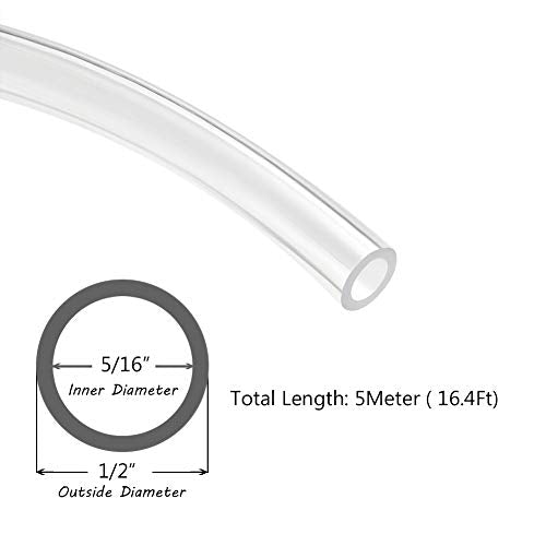 Beduan Pneumatic Tubing Pipe 1/2" OD Clear Air Compressor PU Line Hose Tube for Water Fluid Transfer 5Meter 16.4ft - color: Clear, size: 1/2" OD-16.4ft
