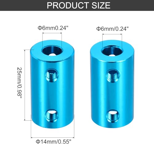 MECCANIXITY Rigid Screw Coupling 6mm to 6mm Shaft Coupler Connector L25mm x D14mm Aluminum Alloy Joint Connector Set for 3D Printers DIY Encoder with 20 Screws, Blue, 5Pack - color: Blue, size: 6mm to 6mm