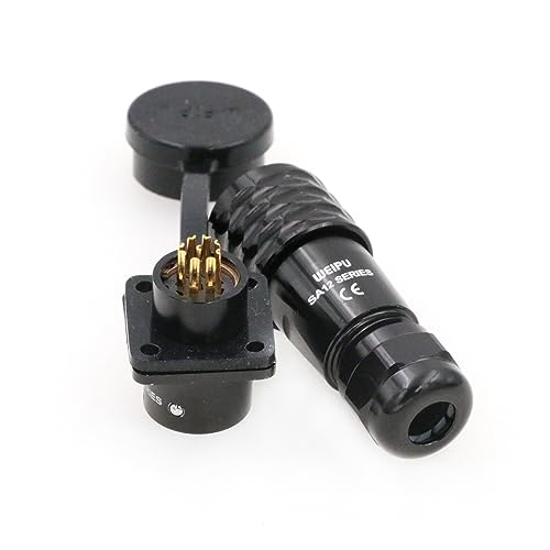 SZRMCC WEIPU SA12 9Pin Waterproof Connector 12mm Push Pull Solder Aviation Wire Connector Male Plug Female Socket for Automotive Industrial Electrical (9 Pin 3A) - size: 9 Pin 3A