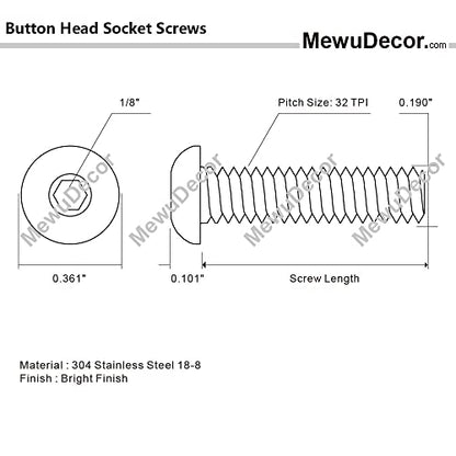 10-32 x 1/2" Button Head Socket Cap Bolts Screws, 50 PCS - size: 10-32 x 1/2"