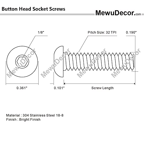 10-32 x 5/8" Button Head Socket Cap Bolts Screws, 50 PCS - size: 10-32 x 5/8"