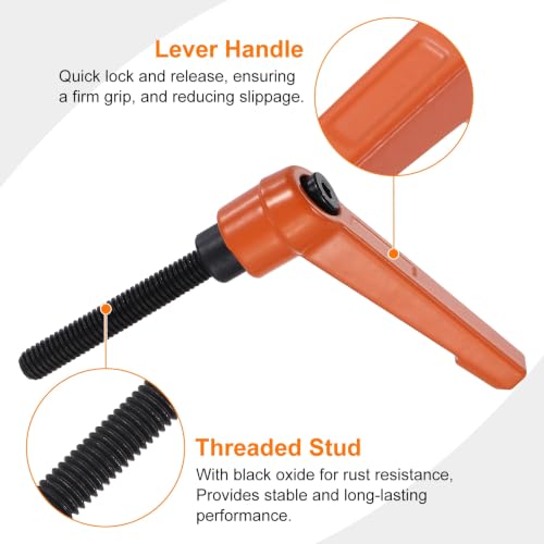 uxcell Clamping Lever Handles for Lathe, M6x40mm Male Thread Orange 4Pcs - size: M6x40mm