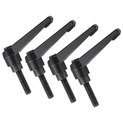 uxcell 4pcs Clamping Lever Handles, M8 x 25mm Black Oxide Carbon Steel Threaded Male Stud, Adjustable Handles Locking Quick Release Ratchet Push Button Bolt Knobs, Black - size: M8 x 25mm