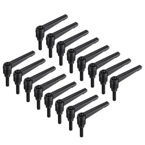 uxcell 16pcs Lever Adjustable Handles M6 x 20mm Metric Male Thread, Level Clamping Handle Hand Stud Knobs Rotating Screw Handles Bolts with Locking Lever, Black - size: M6 x 20mm