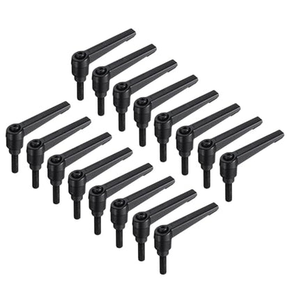 uxcell 16pcs Lever Adjustable Handles M6 x 20mm Metric Male Thread, Level Clamping Handle Hand Stud Knobs Rotating Screw Handles Bolts with Locking Lever, Black - size: M6 x 20mm