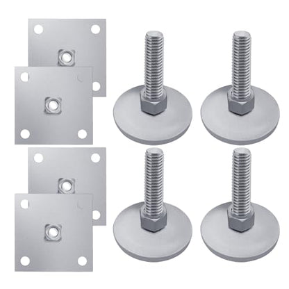 BigHead Heavy Duty 2" Leg Levelers Set with Square Mounting Plates Compatible with Arcade Cabinets & Pinball Machines (Bally, Williams, Stern) Game Leg Leveler Rounded Swivel Floor Protectors(4PCS)